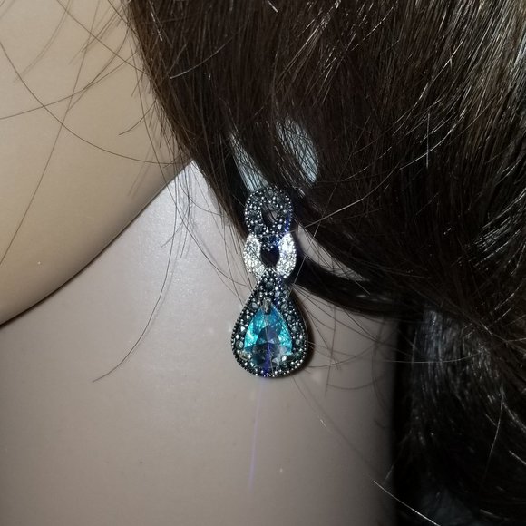 NWOT Plated Topaz Sterling Silver and Marcasite Teardrop Necklace,earrings - Picture 12 of 12